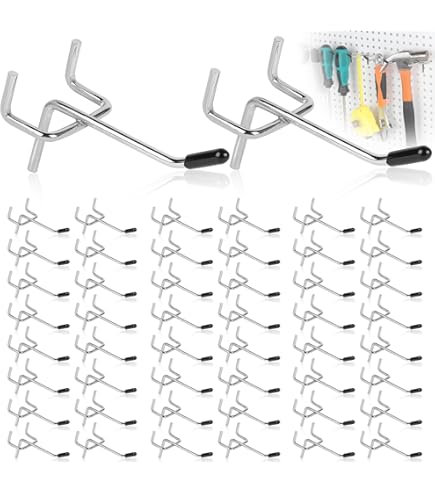 Set 32 Ganci Per Pannelli Forati Sgehai - 16 Da 10cm E 16 Da 5cm, Acciaio Inox, Per Garage E Cucina - Foto 3