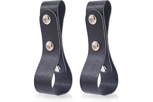 GORGECRAFT 2Pcs PU Leather Whip Holster 380×30mm Bullwhip Belt Holder Black Indiana Jones Whip Holder Soft Comfortable Handmade Belt Whip Holders for Lasso Rope & Whips Halloween Costume Cosplay