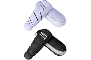 BAODINI, Mini ombrello da viaggio con custodia, piccolo, compatto, con protezione solare anti-UV, leggero, piccolo, tascabile, Mini