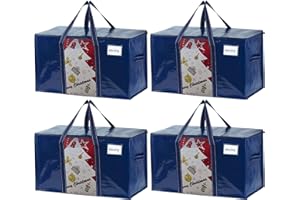 VENO 4 Pack Heavy Duty Moving Bags for Clothes,Extra Large Moving House Essentials,Underbed Storage Packing Boxes for Duvet,Waterproof Laundry Bags Organiser (Blue, 4 Pack)