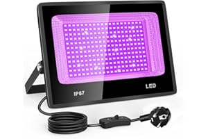 Eleganted 100W Proyector de luz negra, luz UV 395 nm, IP67 impermeable, adecuado para escenario, fiesta, Halloween, decoración de Navidad, neón