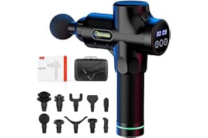 Cotsoco Pistolet do masażu pleców, karku i ramion, ciche urządzenie elektryczne z 30 prędkościami i 6 głowicami, urządzenie do masażu mięśni, łagodzące ból