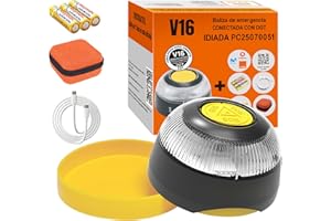 V16 DGT Approved Beacon with Geolocator, IoT Connected Free Data until 2038, Double Fixation (Magnet + Suction Cup), Mandatory 2026, Geolocation 3.0