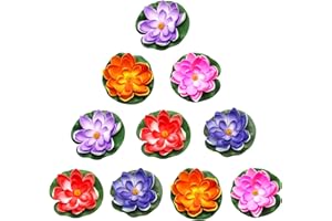 aupawdy 10 Pezzi Fiori di Loto Galleggianti, Ninfea di Loto Artificiale, Ninfee Finte Galleggianti, 10cm Impermeabile Fiore di Loto, Fiori Galleggianti, Decorazioni per Laghetto da Giardino