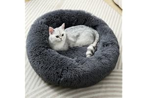 Fhodigogo Donut Dog Bed Calming Dog Bed Small Dog Bed Cat Donut Bed Kitten Bed Cat Bed Indoor Small Dog Bed Puppy Bed Cat Basket Round Dog Bed Cat Cushion Pet Bed Cat Warm Cat Bed (M/45X45X13CM)