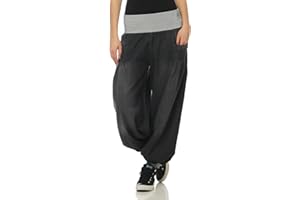 MALITO MORE THAN FASHION Malito Denim Pantalon Bouffant Pantalon en Style Aladin 6258 Femme Taille Unique
