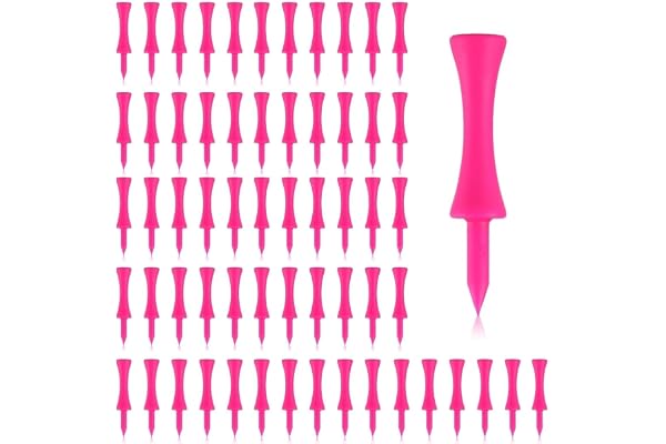 60 st rosa golftees i plast – 12mm, återanvändbara | Perfekta för inomhusövning – hållbara plasttees för träning och som present till golfspelare.