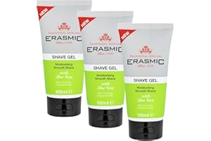 Erasmic Shave Gel for Men with Aloe Vera – Hydrating Shaving Gel for Sensitive Skin, Anti-Irritation Formula, Travel Size 100ml, 3 Pack + Cheeroo Magnet