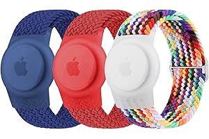 Raradev 3 Pack Airtag Bracelet for Kids Compatible with Apple AirTag Finders, Anti Lost Stretchy Adjustable Braided wristbands for Kids with Full Coverage Design
