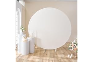 NSSONBEN Okrągłe tło w kolorze kości słoniowej pasuje do okrągłego stojaka o średnicy 2 m, z poliestru, na wesela, urodziny, imprezę, Boże Narodzenie, Nowy Rok, zasłony ścienne do zdjęć (bez stojaka)