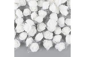 VINFUTUR 200 Pz Rose Artificiali Rose Finte Schiuma Fiori Artificiali con Organza per Bouquet da Sposa DIY Matrimoni Valentine's Day Decorazioni di Festa Casa Nozze