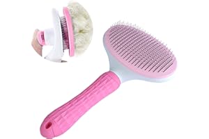 NATRUTH Cat Brush, Slicker Dog Brushes, Self Cleaning Slicker Brush for shedding- Removes 90% of Dead Undercoat and Loose Hairs, Suitable for Medium and Long Haired Dogs Cats… Pink