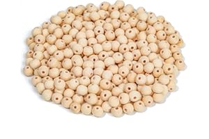 HOLDLEAF 300 Stück 10mm Holzperlen Natur，Holzkugeln mit loch，Runde Holzperlen zum Auffädeln，Holzperlen Natur für Makramee DIY Dekoration Schmuck