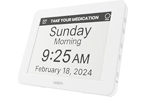 Robin Talking Clock with Day & Date for Elderly, Clocks for Seniors, Dementia Clock, Digital Calendar Clock Elderly Bedside Clocks Seniors Alzheimers Products Dementia Clocks Seniors Extra Large White