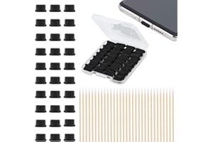 AILUYA 30 Stück USB C Staubstecker mit 20 Stück Reinigungsstäbchen Set, Schutzhülle Silikon Stecker Staubreiniger mit Aufbewahrungsboxen für die meisten Typ-C Mobiltelefone, Notebook und Tablets Gerät