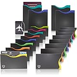Amazy RFID & NFC Schutzhüllen (20 Stück) inkl. Kofferanhänger – TÜV-geprüft – 100% Schutz vor Identitäts- und Datendiebstahl