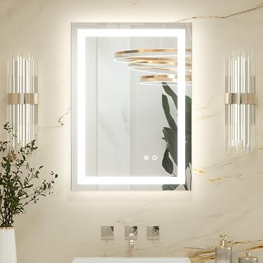 LED Badezimmerspiegel Mit Beleuchtung – 50,8x71,1 Cm, Dimmbar, Beschlagfrei, Farbtemperatur Verstellbar