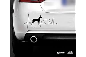 Artstickers Pegatinas para Coche con Forma de Perro Pincher, 20 cm, para Amantes de los Coches. Color Negro. Pegatina Perro latidos corazón. Regalo Adhesivo Spilart, Marca Registrada