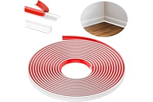 FIXMEND TPE Quadrant Trim, 6M Flexible Moulding Wall Corner Edging Strip Self Adhesive, Skirting Board Trim, Caulk Strip Beading for Laminate Flooring, Wall Ceiling, Cabinet Countertop, Etc (White,12 * 9MM)