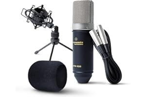 Marantz Professional MPM-1000 - Micro studio à condensateur XLR avec pied de bureau et câble pour le podcast, le streaming, le chant, le télétravail et le gaming