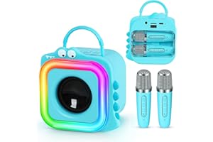 POPTREND Mini Karaoke Machine for Kids Adults, Wireless Karaoke Microphone Portable Bluetooth Speaker Player Gifts Toys for Girls 3,4, 5, 6, 7, 8, 9,10+Year Old Birthday Home Party (Blue)