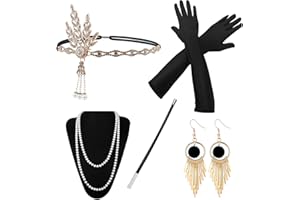 HG POWER 1920 Accessories, Anni 1920 Accessori Gatsby Costume Set Fascia Flapper, Charleston Accessori Collana, Guanti, per Donna Natale