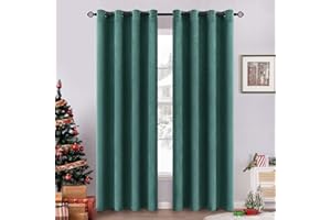 ‎EMEMA EMEMA 2 Stück Verdunklungsvorhang Samtvorhänge Blickdicht Vorhang mit Ösen Thermogardine Ösenvorhang Verdunkelungsgardinen für Schlafzimmer Wohnzimmer, 140 x 300 cm(B x H) Dunkelgrün