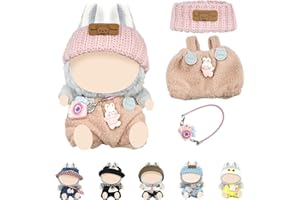 ePicsoa Bekleidung für 17cm Labu-bu Plüsch, Kuscheltier Kleidung Outfit nur Bekleidungs zubehör, Niedliche Mini Plüsch Pullover Hoodie Bekleidung DIY Kinder Geschenke (Kaninchen)