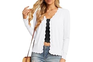 GRECERELLE Strickjacke Damen mit Knöpfen und V Ausschnitt Leichte und sommerliche Cardigan Damen Eleganter mit Spitze