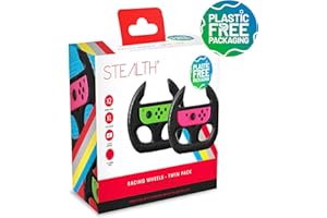 STEALTH Racing Wheels Compatible with Nintendo Switch Joy-Con Controllers - Black Twin Pack, with Analogue Stick Grips