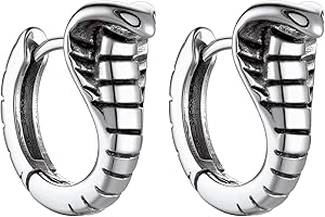 Bandmax Boucles d'Oreilles Serpent Homme en Acier Inoxydable/Noir, Clous/Créoles/Pendantes d'Oreille Cobra/Boa, Punk Style
