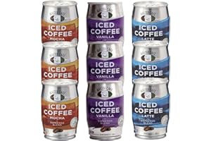 Master Café Vanilla, Mocha & Latte Iced Coffee Cans 240ml x Pack of 9 - Full-Bodied Arabica & Robusta Cold Coffee Drinks Bean Blend, Ready to Drink, Enjoy Cold or Iced Coffee
