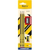 STAEDTLER Noris 120 School Set &ndash; 3 HB, Eraser &amp; Sharpener | HB Pencils Ready for School with Rubber &amp; Sharpener &ndash; Upcycled Wo
