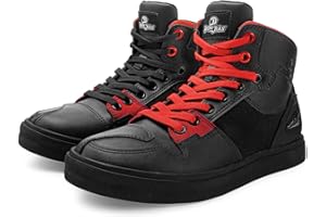 Grapelet Scarpe Moto Uomo,Stivali Moto Traspiranti Uomo,Scarpe Motocross Casual con Pelle Rinforzata,Cavigliere,Antiscivolo,Cerniera Lateral Nero