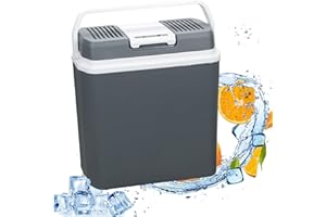 Jopassy Elektrische Kühlbox 32L, Abkühlung auf -18 ° C, Mini-Wärmer zum Warmhalten von Lebensmitteln bis 65 ° C, Mini-Kühlschrank 220-240 V ECO-Modus Mit Kabel, Auto und Camping Grau