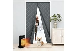 FIASON Magnetic Thermal Insulated Door Curtain, Thicker Oxford Fabric with Cotton Fill, Windproof Draft Stopper for Winter Warmth & Summer Cooling(90 * 200 cm)