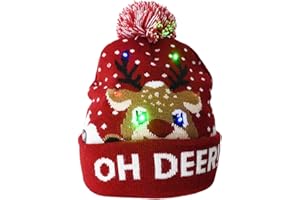 通用 LED Christmas Knitted Hat Light Up Beanie Cap Unisex Novelty LED Winter Snow Hat with 6 Colorful LEDs