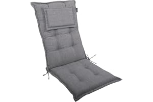 LILENO HOME Mar Cuscini per sedia da giardino, in set da 1, per sedia a sdraio con schienale alto, grigio Y, comodi cuscini per sedie pieghevoli