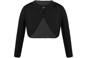 Oyolan Kids Girls Long Sleeve Knit Bolero Cardigan Shrug Dress Coat Button Cropped Sweater Jacket Flower Girls Dress Cover Up