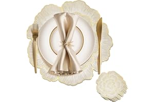 ZLLKEJI Juego de manteles individuales redondos dorados, 38 cm, flores, lavables, antideslizantes, para fiestas, bodas, restaurantes, Navidad