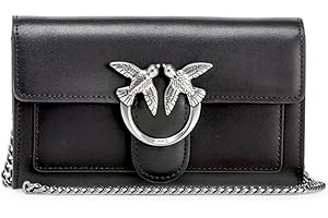 Pinko Love One Wallet C Vitello Seta, Accessori da Viaggio-Portafogli Donna, I30Q_Grigio Pinguino-Antique Gold, U