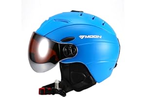 TentHome Ski Snowboard Helmet with Attached Detachable Photochromatic Polarizing Goggles