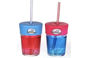 FESTILOVERS Protezione per bicchieri anti-droga di alta qualità, anti ghb, con cappuccio anti-rovesciamento per serate e festival. Cannuccia offerta (Rosa e blu) Coperchio in silicone per bicchiere riutilizzabile