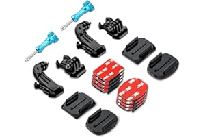 MiPremium Helmet Mount Adhesive Sticky Pads for GoPro Hero 13 12 11 10 9 8 MAX Go Pro 7 6 5 4 3 2 1 Black Silver Session & Other Action Camera JHook Buckle Adapter Accessories Kit & Thumb Screws