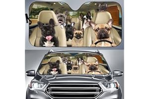 403 Couverture Pare-Brise Voiture Imperméable Pare Soleil Voiture Pare Brise Avant Anti Soleil Pare-Soleils Intérieur Universelle pour Voiture Camion Bouledogue Français Chien Conduite Familiale