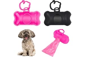 ITYOOS 2 Pezzi Porta Sacchetti Cane Distributore Sacchetti con 1 Rotoli Sacchetti di Cacca Cane Sacchetti dei Rifiuti Scatole a Forma di Osso