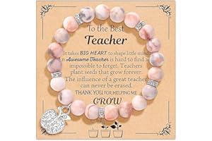 owlfun Teacher Gifts,Thank You Teacher Gifts,Teacher Appreciation Gifts For Women,Natural Stone Teacher Bracele,Teacher Gifts For Women,Teacher Gift,Gifts For Teachers,Gifts For Teachers Women