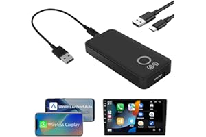 RIMOODY Wireless Apple CarPlay Adapter Android Auto Adapter for Factory Wired CarPlay Wireless CarPlay Dongle Wireless Android Auto Adapter Plug & Play Easy Use for Most Cars