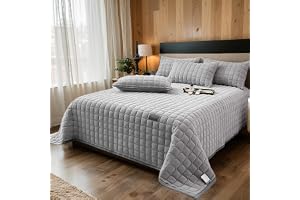 OKYUK Lyxigt påslakanset i sammet, överdimensionerade, quiltade sängkläder i sammet, 2 matchande örngott, för alla årstider (ljusgrå, 230 x 250 cm)