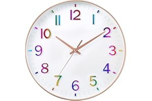 HZDHCLH Wall Clock 12 Inch Silent Non Ticking Clock for Living Room Bedroom Kitchen Office (Gradient rose gold)